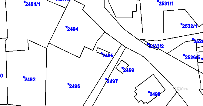Parcela st. 2495 v KÚ Doksy u Máchova jezera, Katastrální mapa