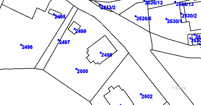 Parcela st. 2498 v KÚ Doksy u Máchova jezera, Katastrální mapa
