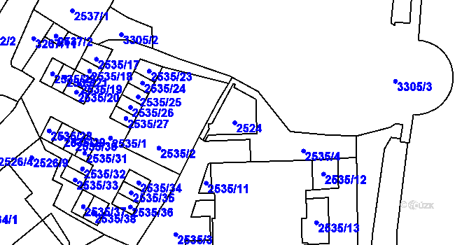 Parcela st. 2524 v KÚ Doksy u Máchova jezera, Katastrální mapa