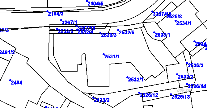 Parcela st. 2531/1 v KÚ Doksy u Máchova jezera, Katastrální mapa