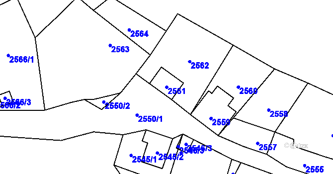 Parcela st. 2561 v KÚ Doksy u Máchova jezera, Katastrální mapa