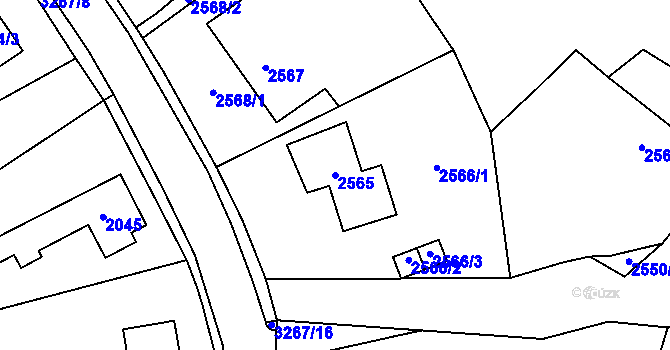 Parcela st. 2565 v KÚ Doksy u Máchova jezera, Katastrální mapa