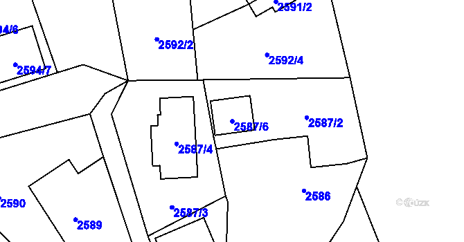Parcela st. 2587/6 v KÚ Doksy u Máchova jezera, Katastrální mapa