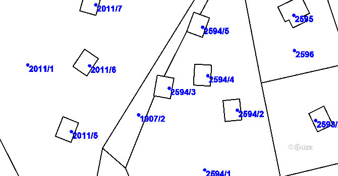 Parcela st. 2594/3 v KÚ Doksy u Máchova jezera, Katastrální mapa