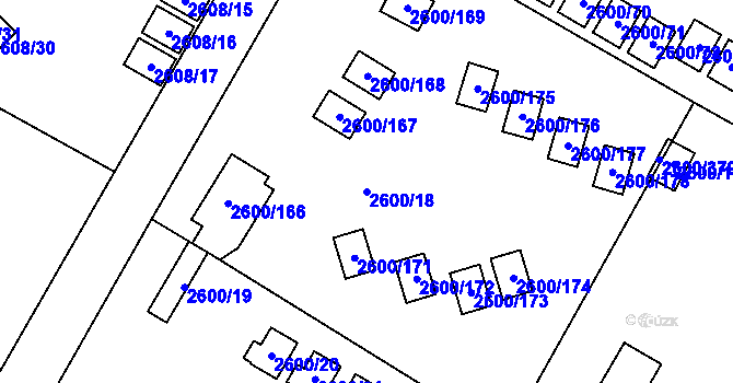 Parcela st. 2600/18 v KÚ Doksy u Máchova jezera, Katastrální mapa
