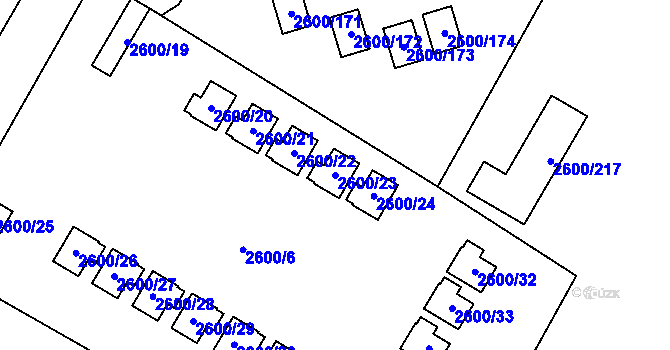 Parcela st. 2600/23 v KÚ Doksy u Máchova jezera, Katastrální mapa