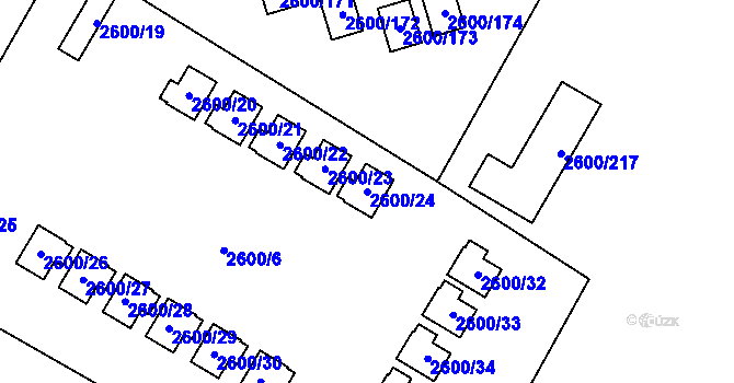 Parcela st. 2600/24 v KÚ Doksy u Máchova jezera, Katastrální mapa