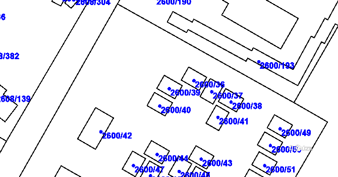 Parcela st. 2600/39 v KÚ Doksy u Máchova jezera, Katastrální mapa