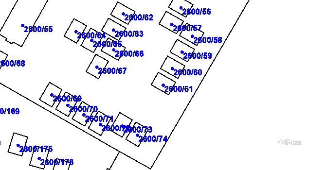 Parcela st. 2600/61 v KÚ Doksy u Máchova jezera, Katastrální mapa