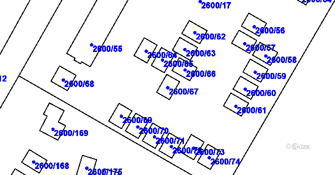 Parcela st. 2600/67 v KÚ Doksy u Máchova jezera, Katastrální mapa