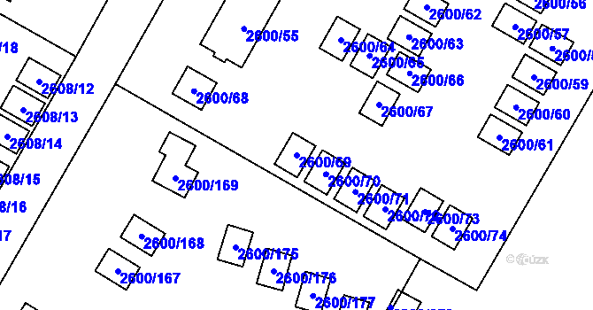 Parcela st. 2600/69 v KÚ Doksy u Máchova jezera, Katastrální mapa
