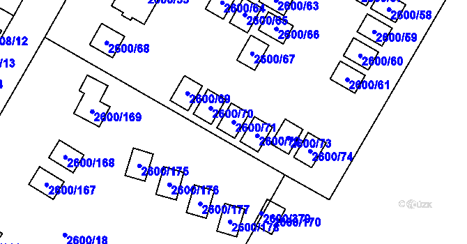 Parcela st. 2600/71 v KÚ Doksy u Máchova jezera, Katastrální mapa