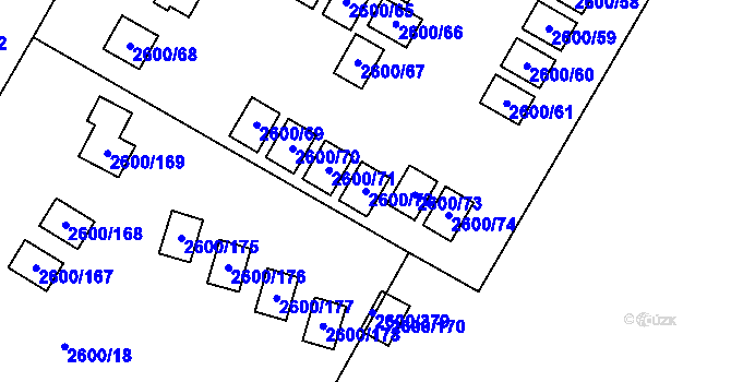 Parcela st. 2600/72 v KÚ Doksy u Máchova jezera, Katastrální mapa
