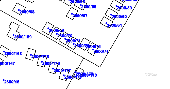 Parcela st. 2600/73 v KÚ Doksy u Máchova jezera, Katastrální mapa