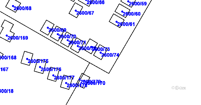 Parcela st. 2600/74 v KÚ Doksy u Máchova jezera, Katastrální mapa