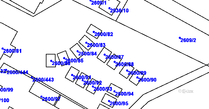 Parcela st. 2600/87 v KÚ Doksy u Máchova jezera, Katastrální mapa