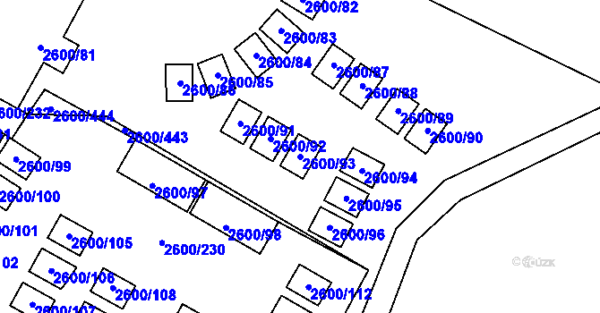 Parcela st. 2600/93 v KÚ Doksy u Máchova jezera, Katastrální mapa