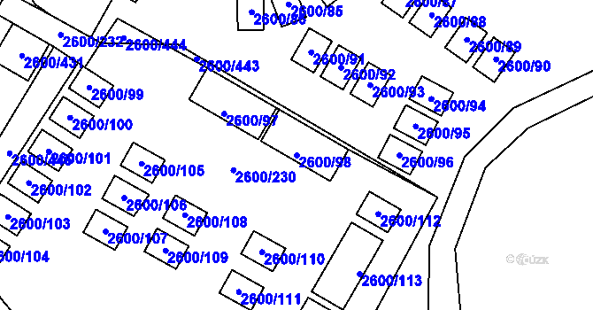 Parcela st. 2600/98 v KÚ Doksy u Máchova jezera, Katastrální mapa
