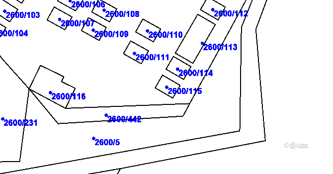Parcela st. 2600/115 v KÚ Doksy u Máchova jezera, Katastrální mapa