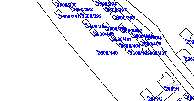 Parcela st. 2600/140 v KÚ Doksy u Máchova jezera, Katastrální mapa