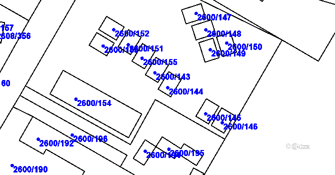 Parcela st. 2600/144 v KÚ Doksy u Máchova jezera, Katastrální mapa