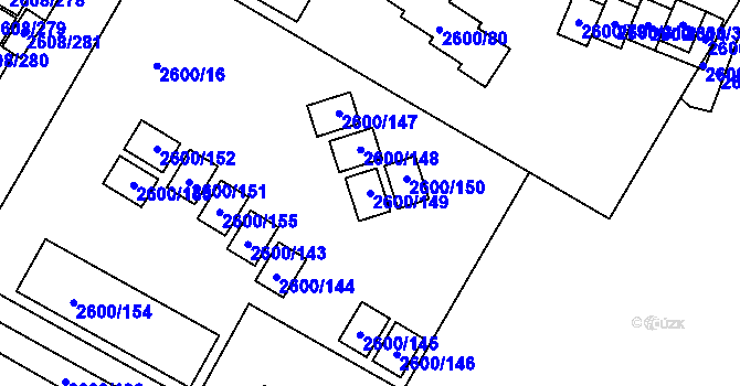 Parcela st. 2600/149 v KÚ Doksy u Máchova jezera, Katastrální mapa
