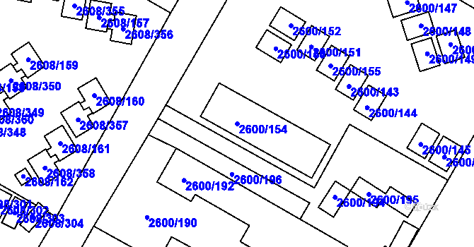 Parcela st. 2600/154 v KÚ Doksy u Máchova jezera, Katastrální mapa