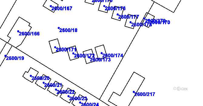 Parcela st. 2600/174 v KÚ Doksy u Máchova jezera, Katastrální mapa