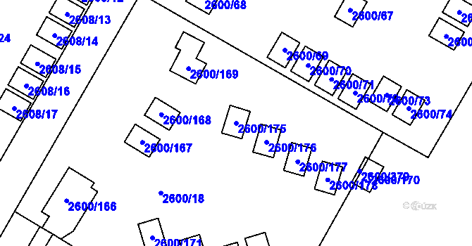 Parcela st. 2600/175 v KÚ Doksy u Máchova jezera, Katastrální mapa