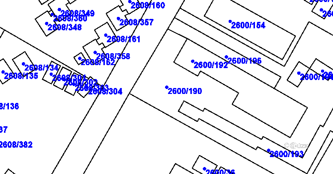 Parcela st. 2600/190 v KÚ Doksy u Máchova jezera, Katastrální mapa