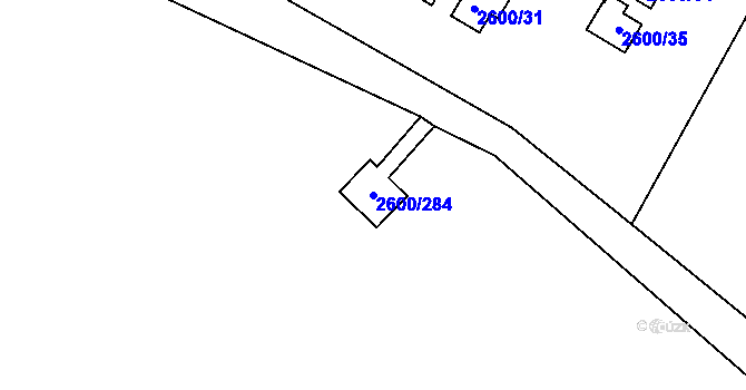 Parcela st. 2600/284 v KÚ Doksy u Máchova jezera, Katastrální mapa