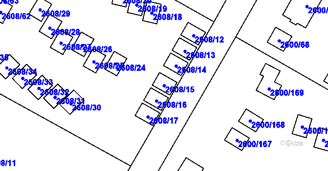Parcela st. 2608/15 v KÚ Doksy u Máchova jezera, Katastrální mapa