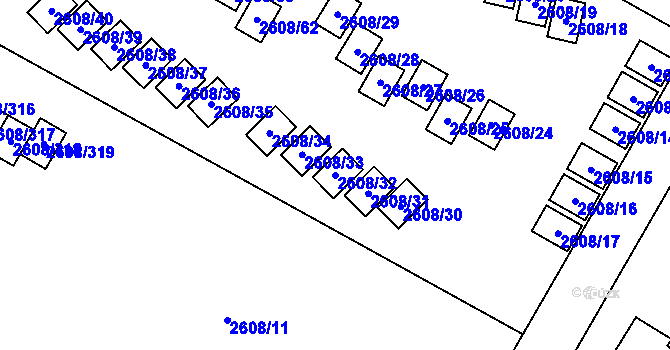 Parcela st. 2608/32 v KÚ Doksy u Máchova jezera, Katastrální mapa