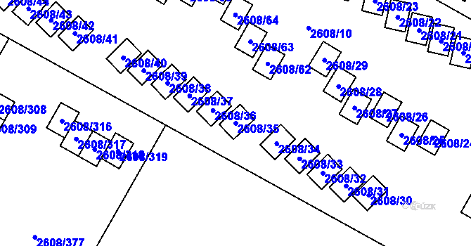 Parcela st. 2608/35 v KÚ Doksy u Máchova jezera, Katastrální mapa