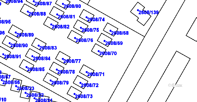 Parcela st. 2608/70 v KÚ Doksy u Máchova jezera, Katastrální mapa