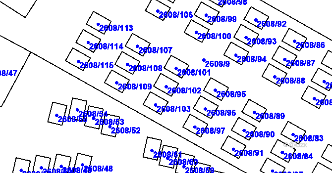Parcela st. 2608/102 v KÚ Doksy u Máchova jezera, Katastrální mapa