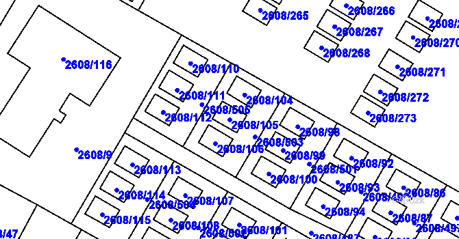 Parcela st. 2608/105 v KÚ Doksy u Máchova jezera, Katastrální mapa