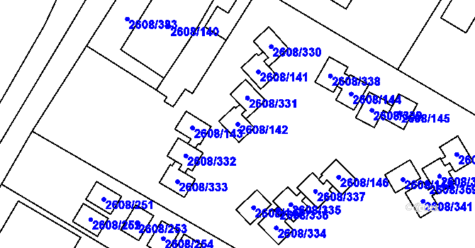 Parcela st. 2608/142 v KÚ Doksy u Máchova jezera, Katastrální mapa