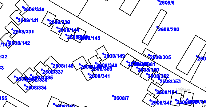 Parcela st. 2608/149 v KÚ Doksy u Máchova jezera, Katastrální mapa