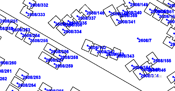Parcela st. 2608/152 v KÚ Doksy u Máchova jezera, Katastrální mapa