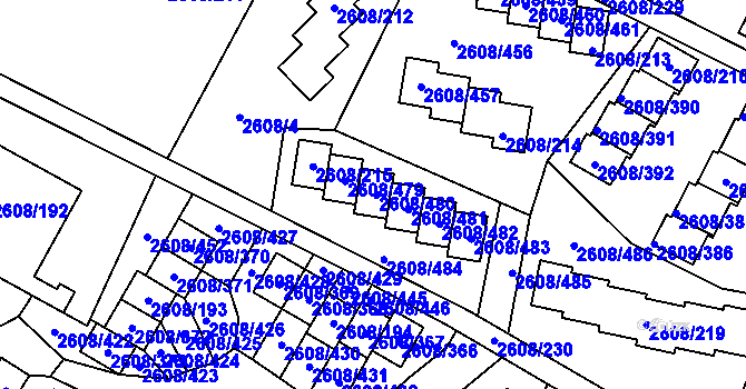 Parcela st. 2608/215 v KÚ Doksy u Máchova jezera, Katastrální mapa