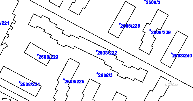 Parcela st. 2608/222 v KÚ Doksy u Máchova jezera, Katastrální mapa