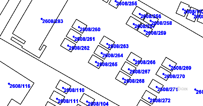 Parcela st. 2608/264 v KÚ Doksy u Máchova jezera, Katastrální mapa