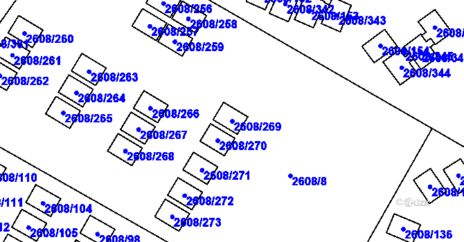 Parcela st. 2608/269 v KÚ Doksy u Máchova jezera, Katastrální mapa