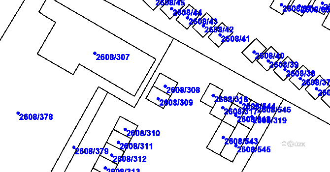 Parcela st. 2608/308 v KÚ Doksy u Máchova jezera, Katastrální mapa