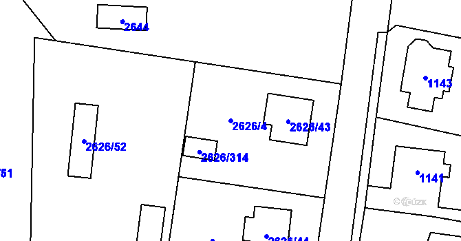 Parcela st. 2626/4 v KÚ Doksy u Máchova jezera, Katastrální mapa