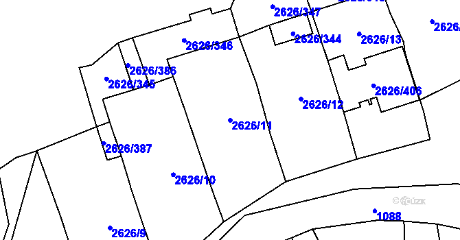 Parcela st. 2626/11 v KÚ Doksy u Máchova jezera, Katastrální mapa