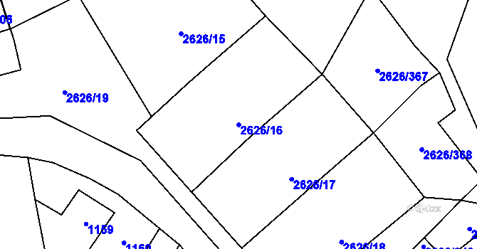 Parcela st. 2626/16 v KÚ Doksy u Máchova jezera, Katastrální mapa