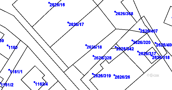 Parcela st. 2626/18 v KÚ Doksy u Máchova jezera, Katastrální mapa