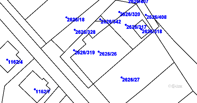 Parcela st. 2626/26 v KÚ Doksy u Máchova jezera, Katastrální mapa